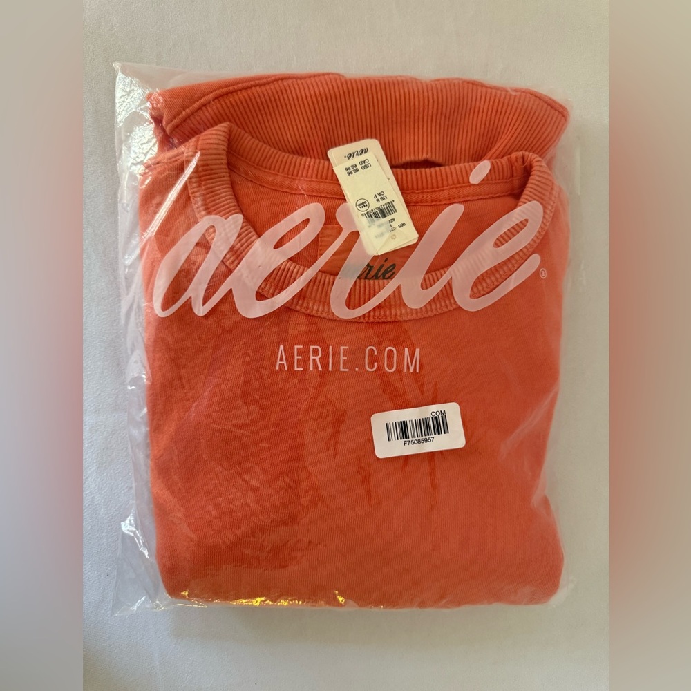 Aerie Keep It Light Crew Sweatshirt Mango Small